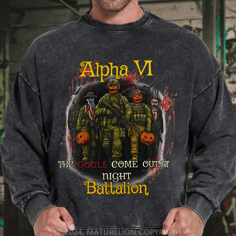 Maturelion Men's Sweatshirt Ghouls Come Out Washed Sweatshirts