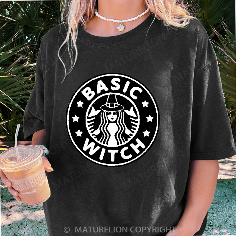 Maturelion Women's T-shirt Basic Witch DTG Washed T-shirt