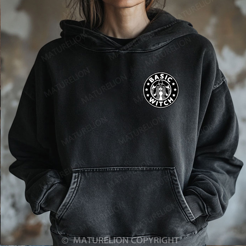Maturelion Halloween Hoodie Basic Witch Women Washed Hoodie
