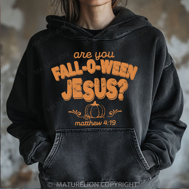 Maturelion Halloween Hoodie Fall Religious Women Washed Hoodie