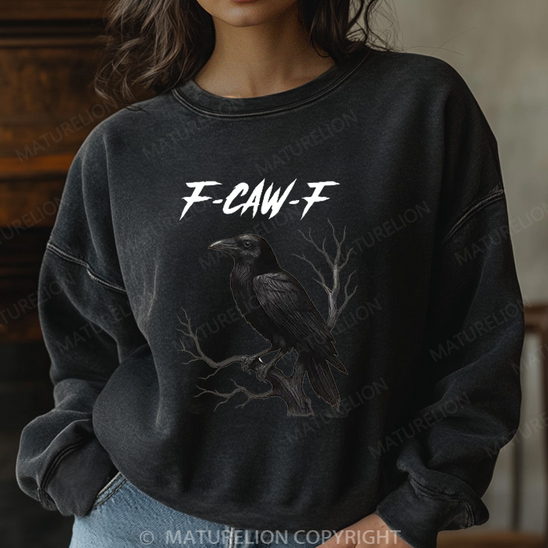 Maturelion Halloween Sweatshirt F-Caw-F Women Washed Sweatshirt 