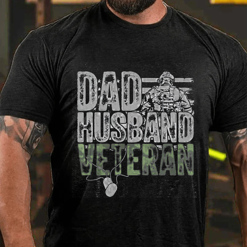 Maturelion Men's T-Shirt Dad Husband Veteran Cotton T-Shirt