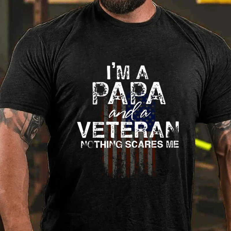 Maturelion Men's T-Shirt Gifts For Papa Veteran Cotton T-Shirt