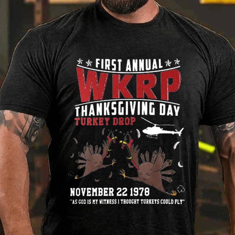 Maturelion Men's T-Shirt First Annual WKRP Thanksgiving Cotton T-Shirt