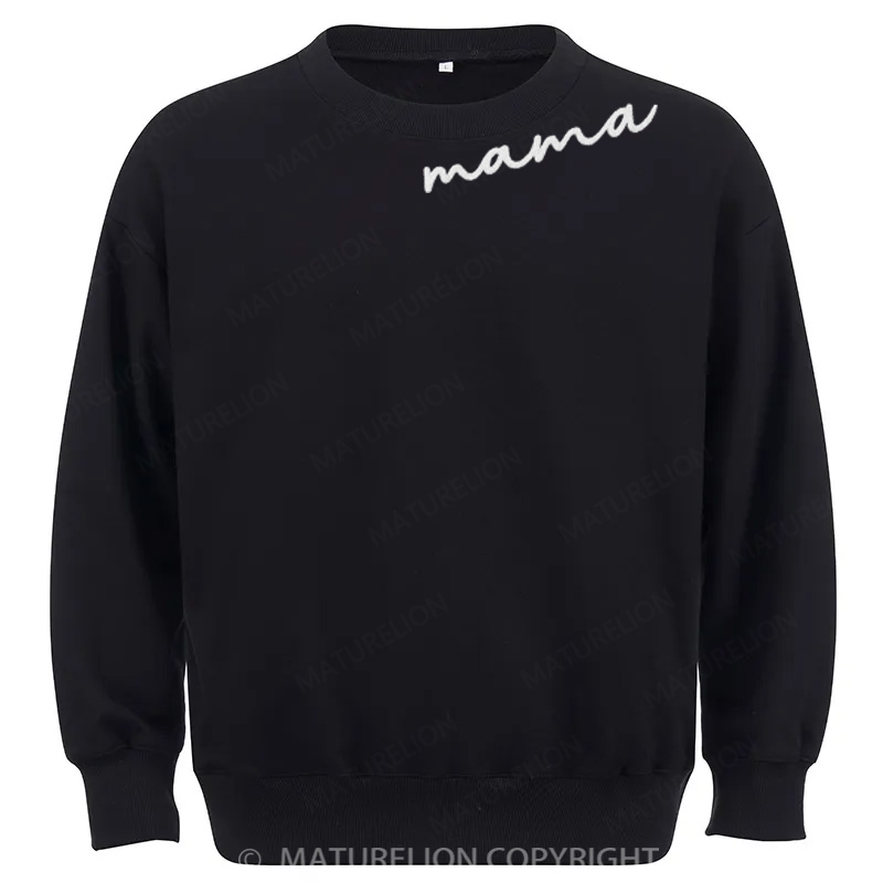 Maturelion Custom Mama Sweatshirt with Kid Name on Sleeve Cotton Sweatshirt