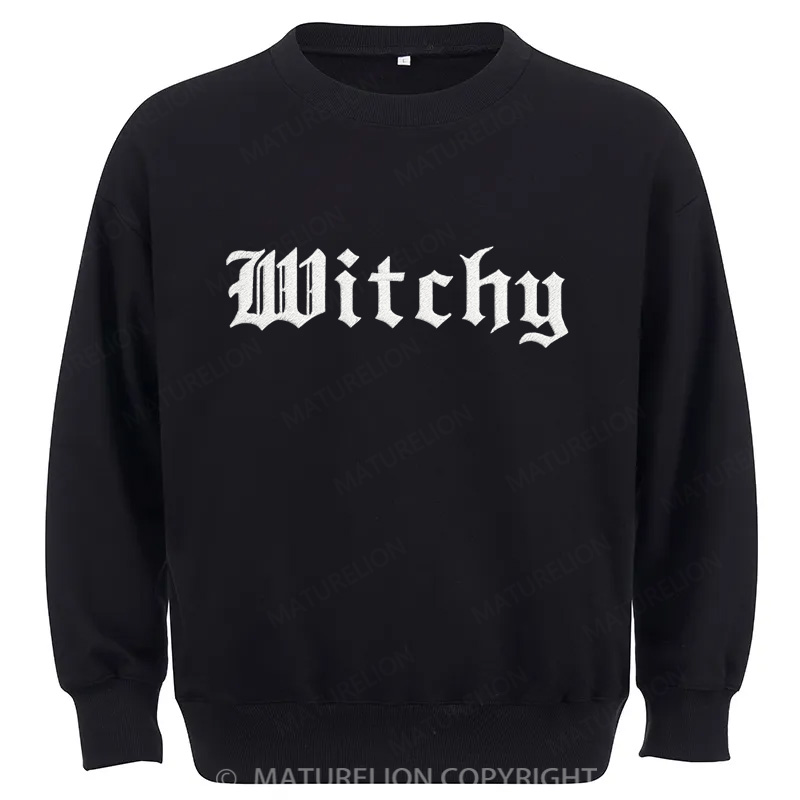 Maturelion Witchy Halloween Sweatshirt Cotton Sweatshirt
