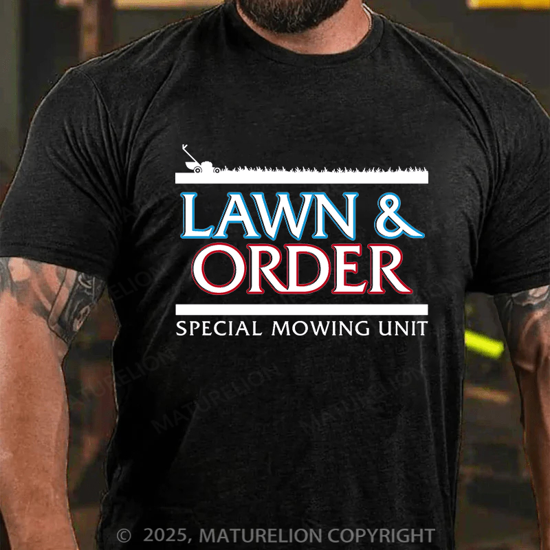 Maturelion Men's T-shirt Lawn & Order Cotton T-shirt