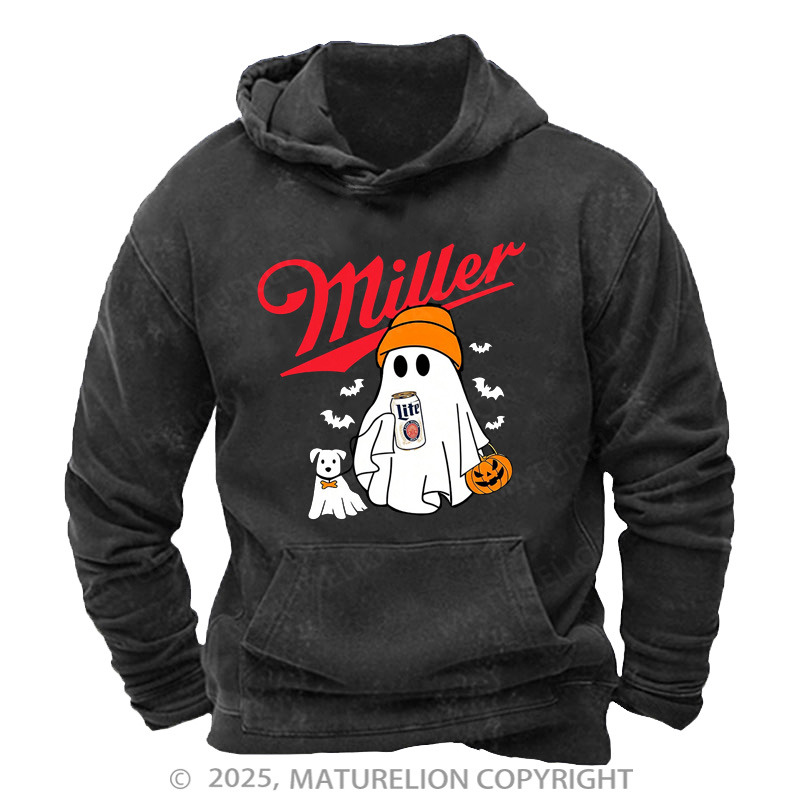 Maturelion Men's Hoodie Miller Beer MLite Washed Hoodie