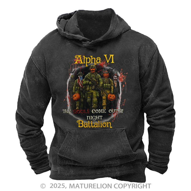 Maturelion Men's Hoodie Ghouls Come Out Washed Hoodie