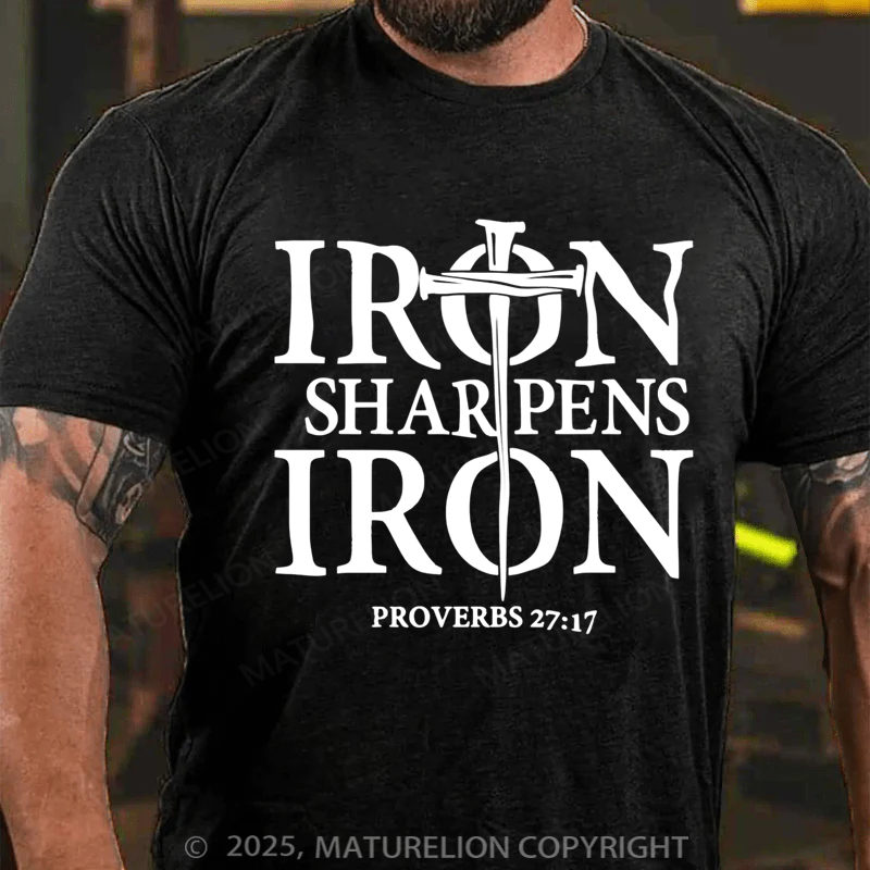 Maturelion Men's T-shirt Iron Sharpens Iron Cotton T-shirt