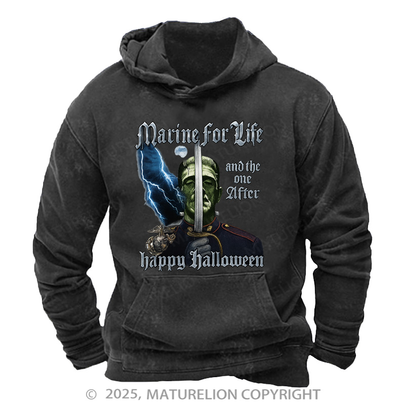 Maturelion Men's Hoodie HALLOWEEN Washed Hoodie