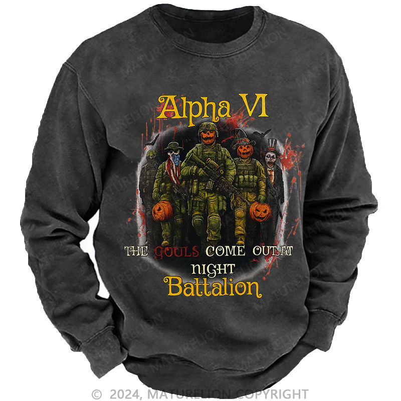 Maturelion Men's Sweatshirt Ghouls Come Out Washed Sweatshirts