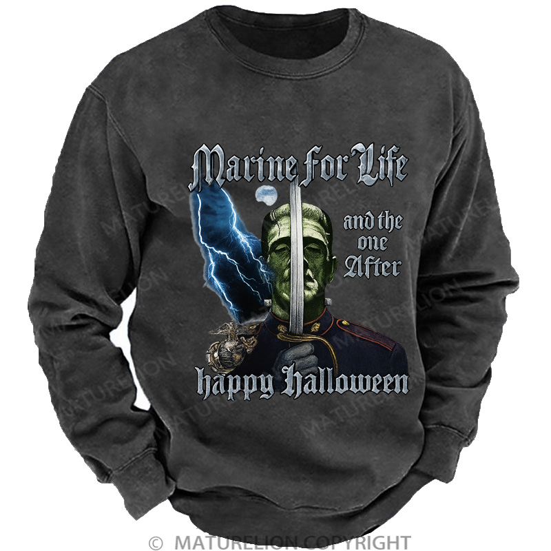 Maturelion Men's Sweatshirt HALLOWEEN Washed Sweatshirts