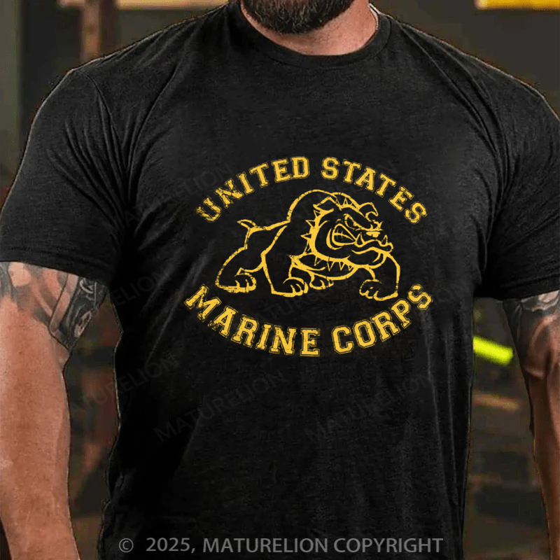 Maturelion Men's T-shirt Red Bulldog Cotton T-shirt