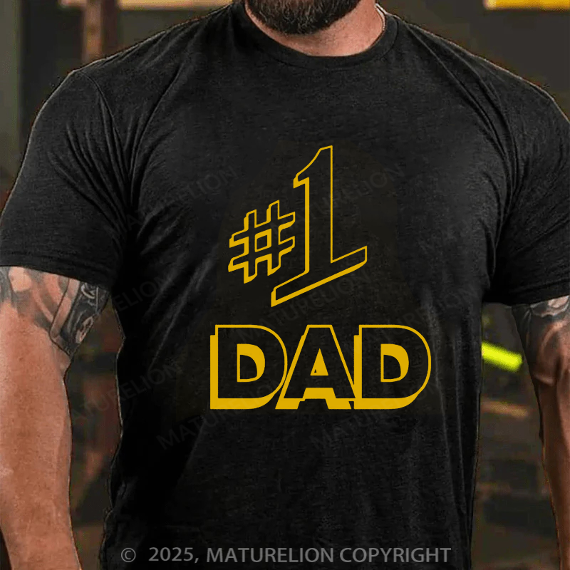 Maturelion Men's T-shirt Number 1 Dad Father's Gift T-shirt