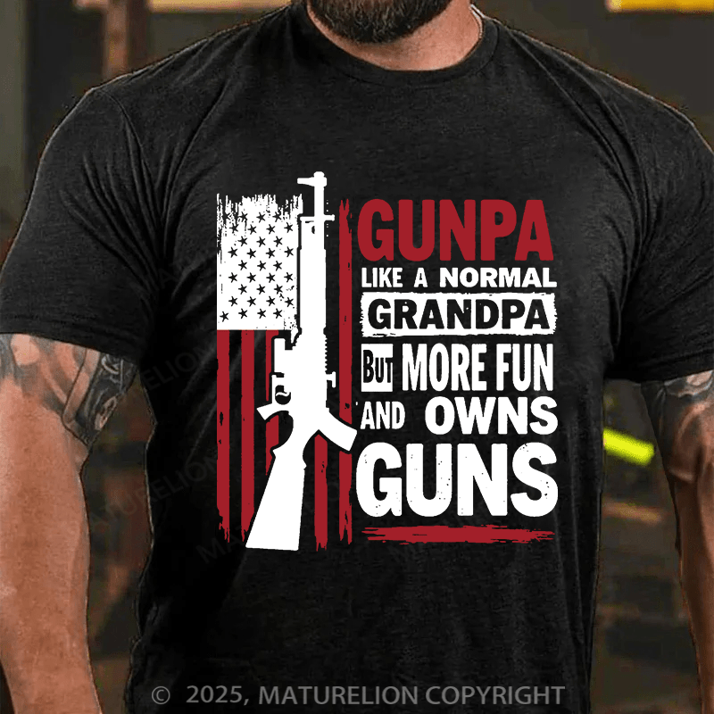 Maturelion Men's T-shirt Gunpa Like A Normal Grandpa But More Fun and Owns Gun Gildan 64000 Cotton T-shirt