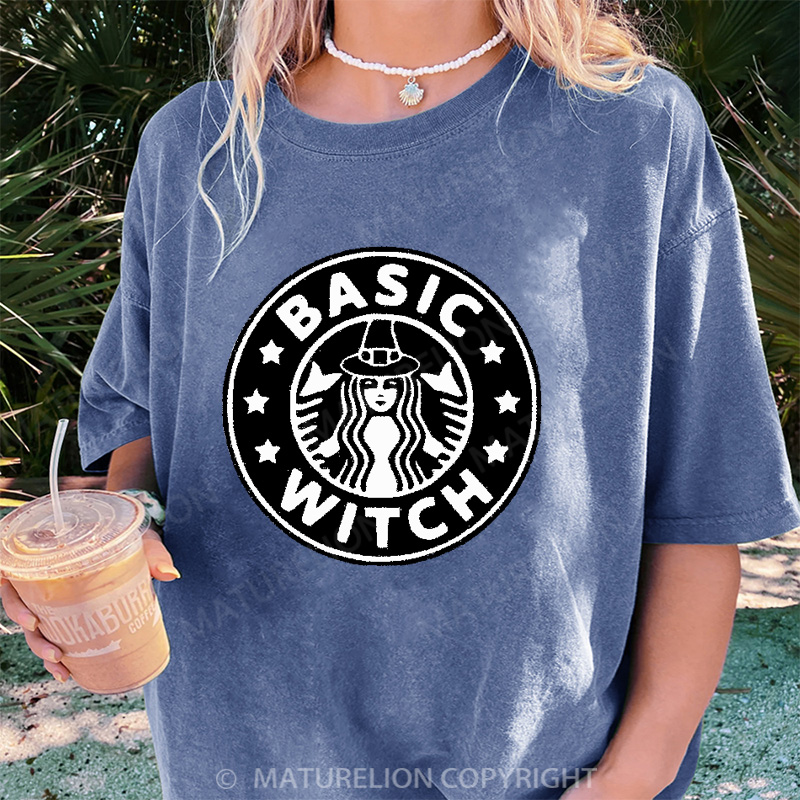 Maturelion Women's T-shirt Basic Witch DTG Washed T-shirt