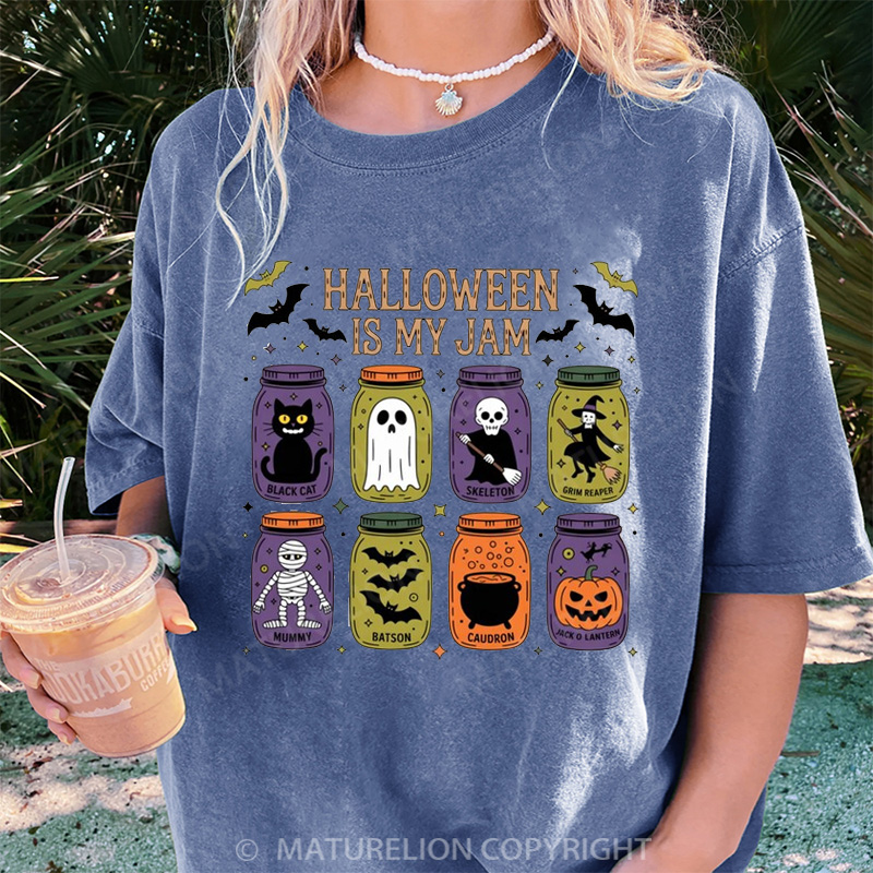 Maturelion Women's T-shirt Popular Halloween Is My Jam DTG Washed T-shirt