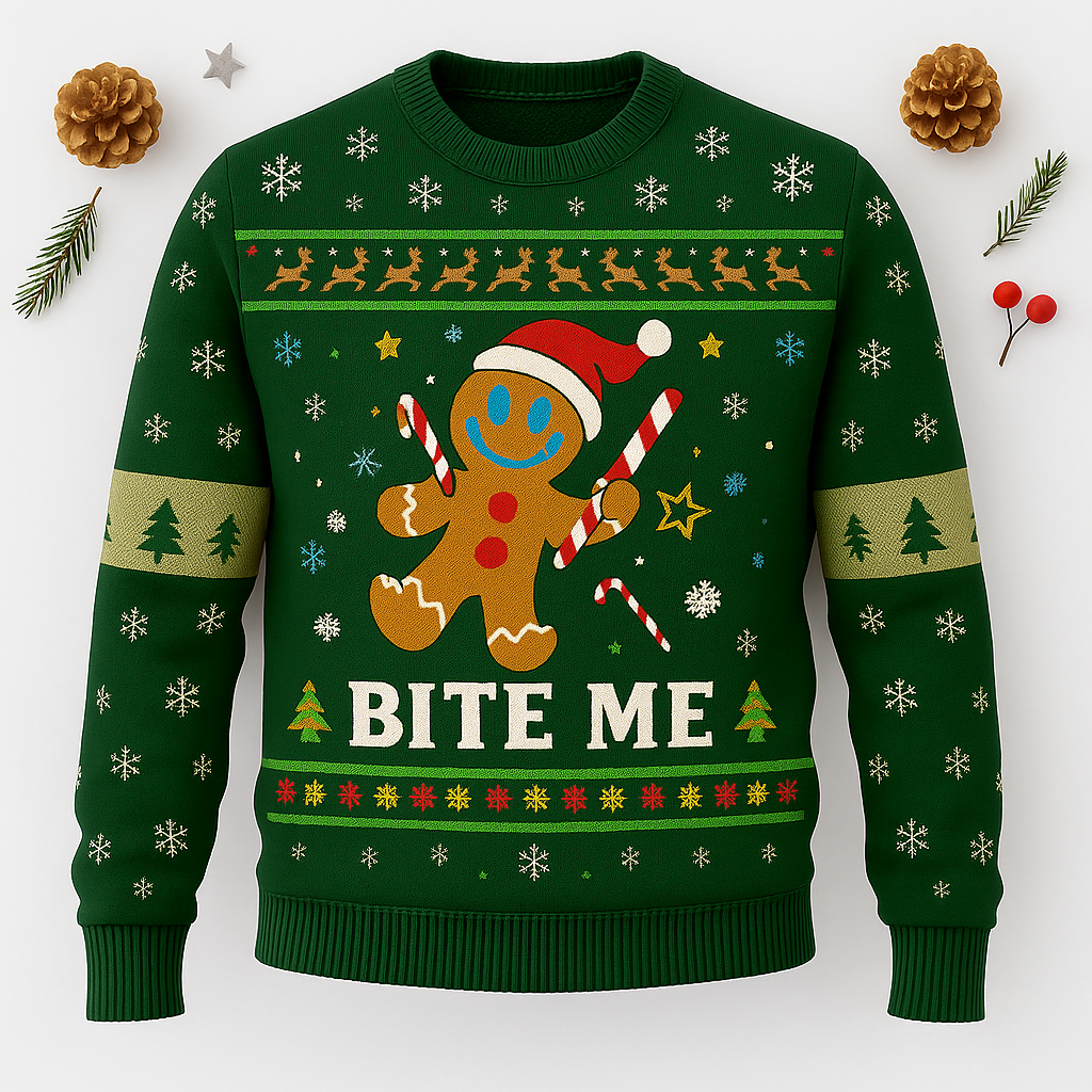 Maturelion Bite Me Ugly Christmas Sweater