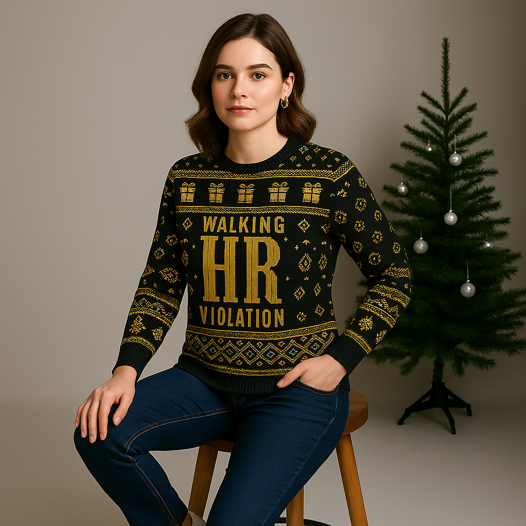 Maturelion Walking HR Violation Ugly Christmas Sweater