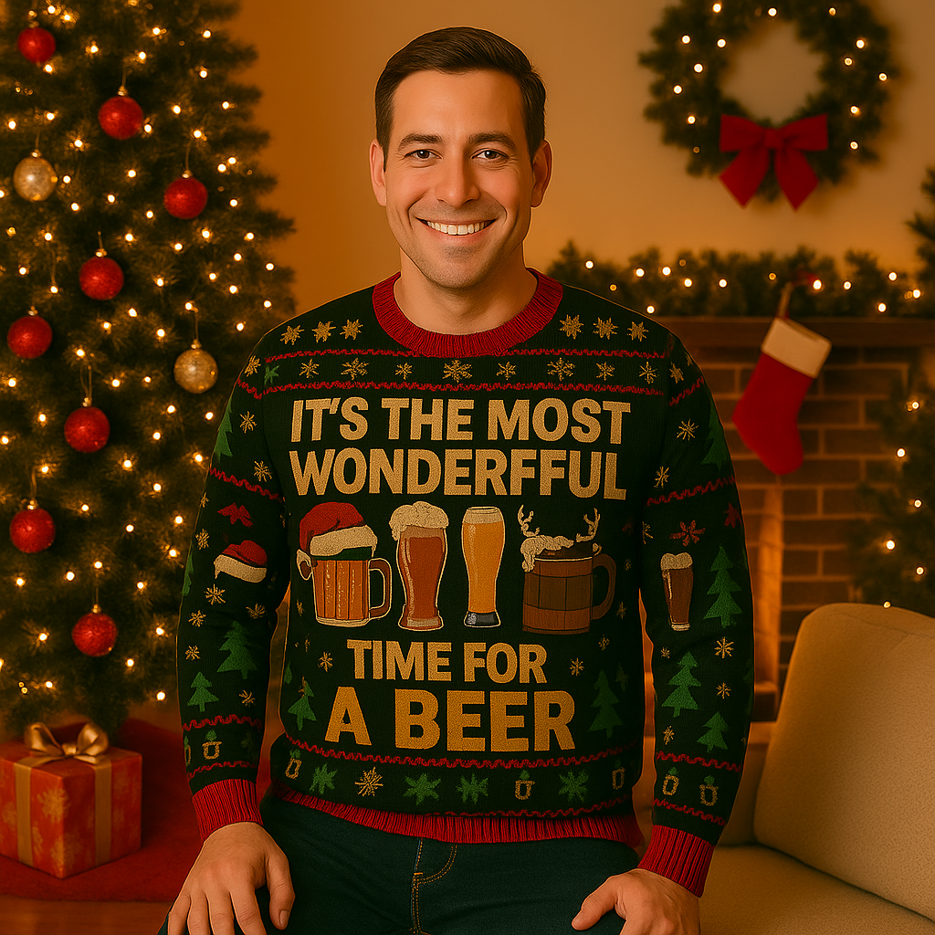 Maturelion It’s The Most Wonderful Time For A Beer Christmas Ugly Sweater