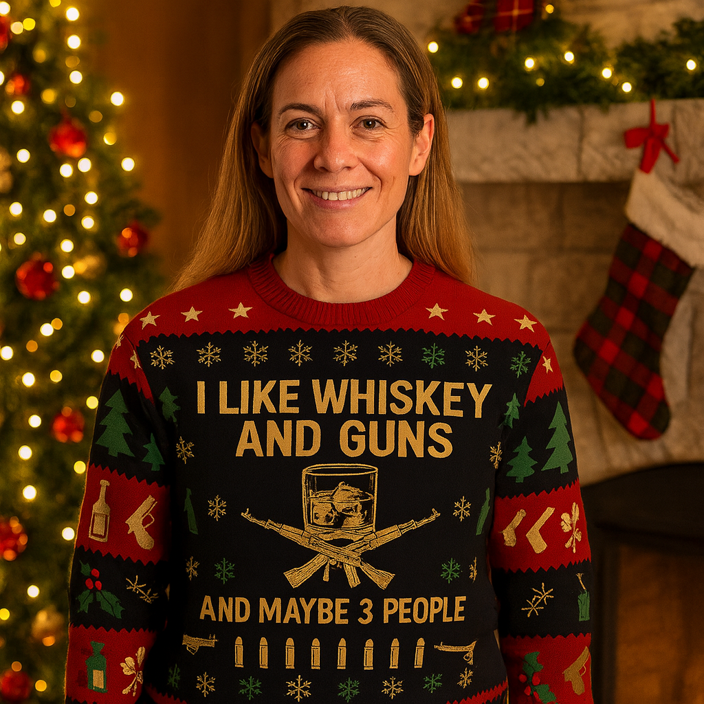 Maturelion I Like Whiskey And Guns And Maybe 3 People Ugly Sweater