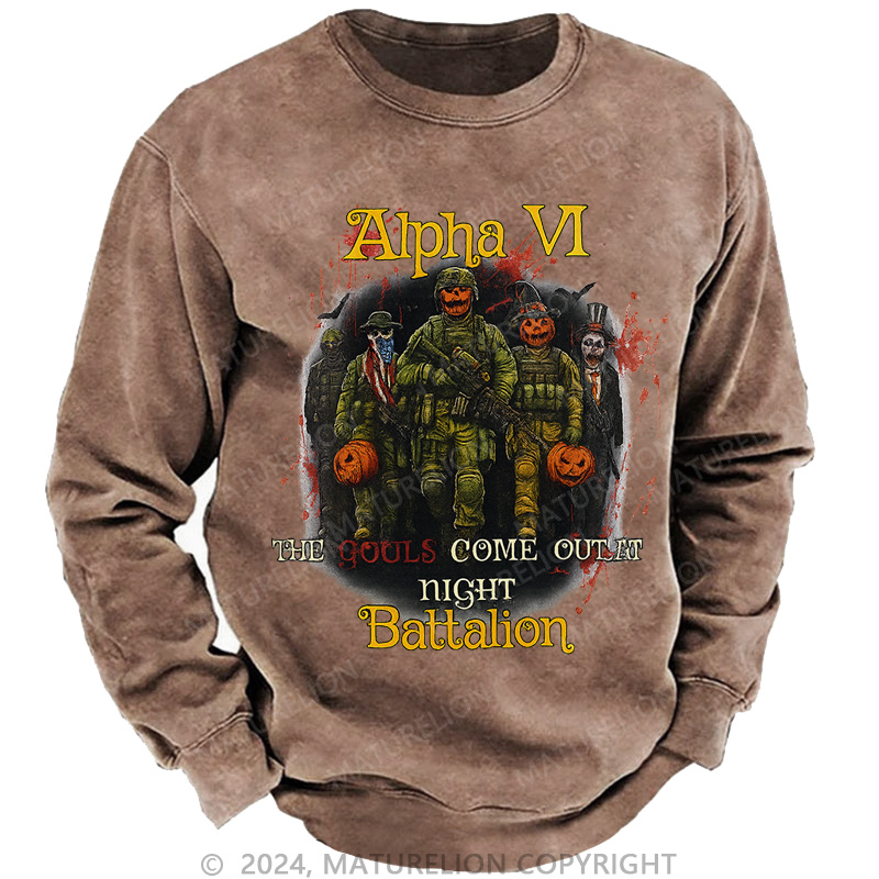 Maturelion Men's Sweatshirt Ghouls Come Out Washed Sweatshirts