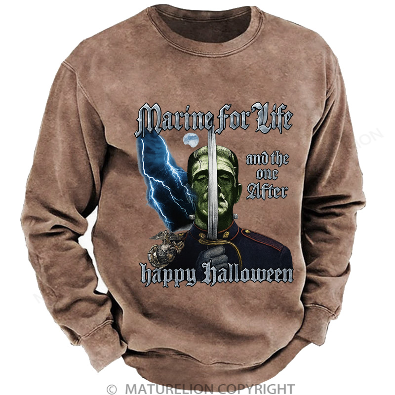 Maturelion Men's Sweatshirt HALLOWEEN Washed Sweatshirts