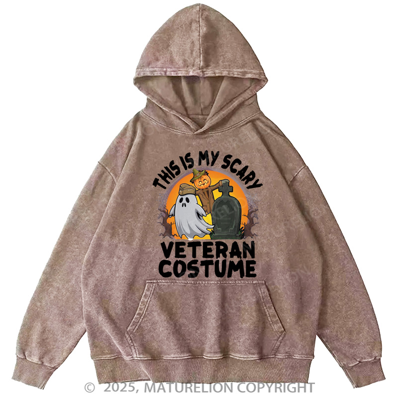 Maturelion Men's Hoodie This Is My Scary Veteran Washed Hoodie