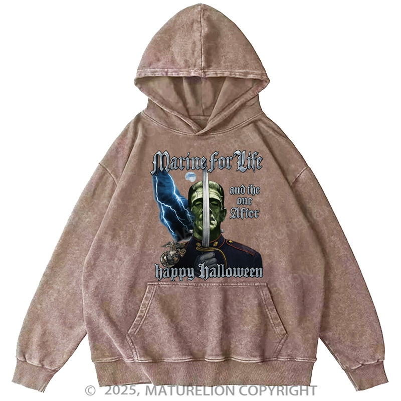 Maturelion Men's Hoodie HALLOWEEN Washed Hoodie