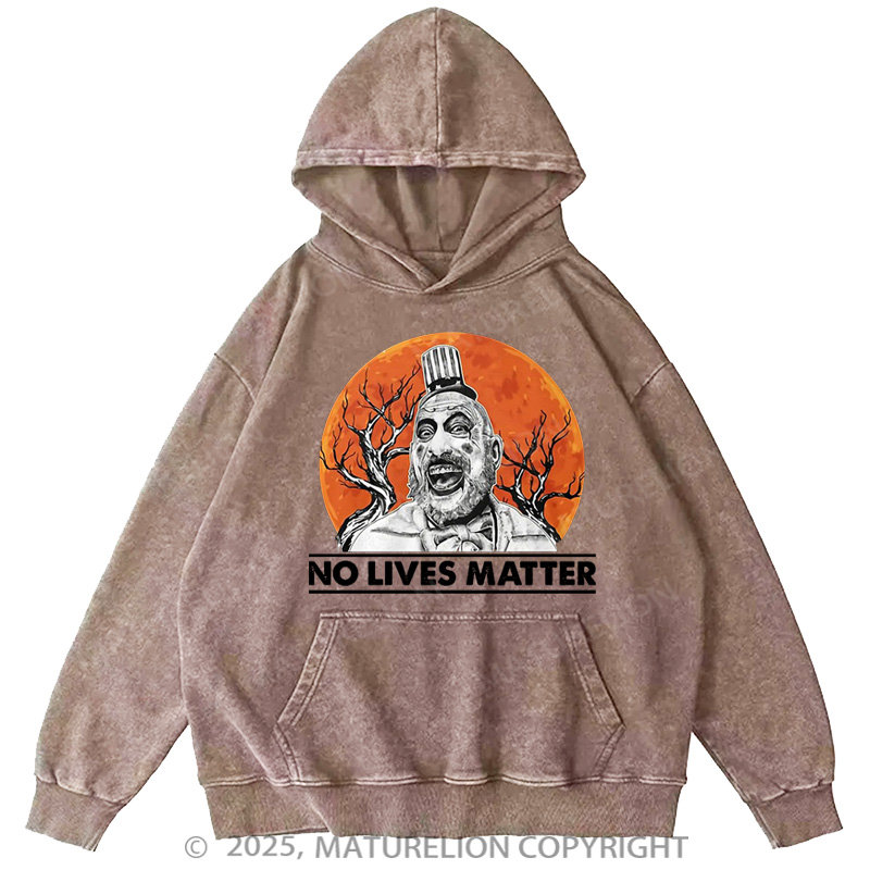Maturelion Men's Hoodie No Lives Matter Washed Hoodie