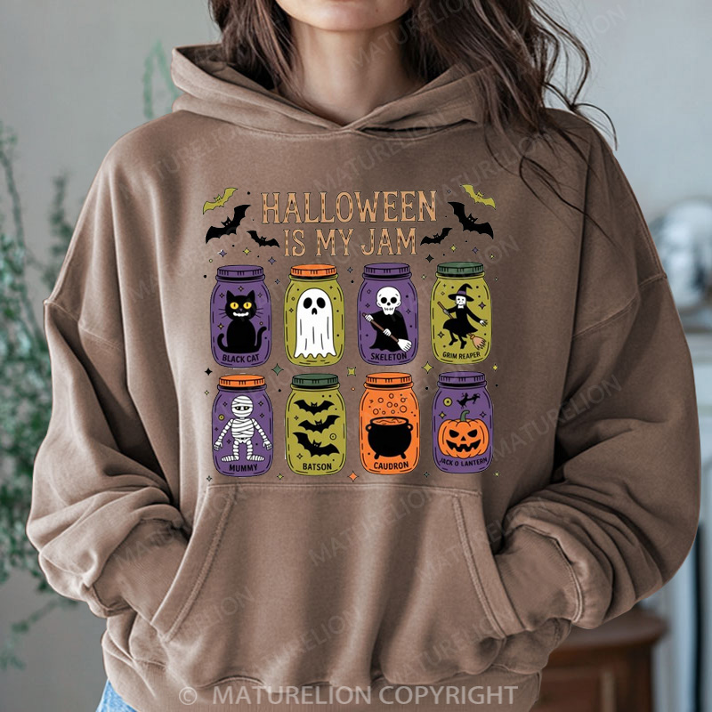 Maturelion Halloween Hoodie Popular Halloween Is My Jam Women Washed Hoodie