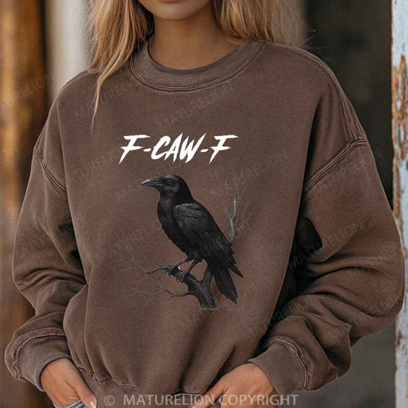 Maturelion Halloween Sweatshirt F-Caw-F Women Washed Sweatshirt 