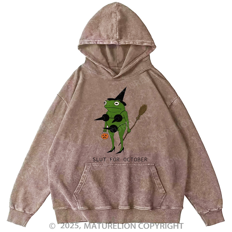 Maturelion Men's Hoodie Slut For October Washed Hoodie