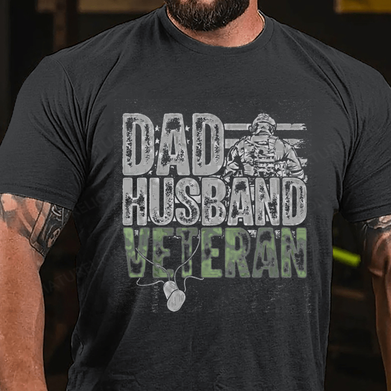 Maturelion Men's T-Shirt Dad Husband Veteran Cotton T-Shirt
