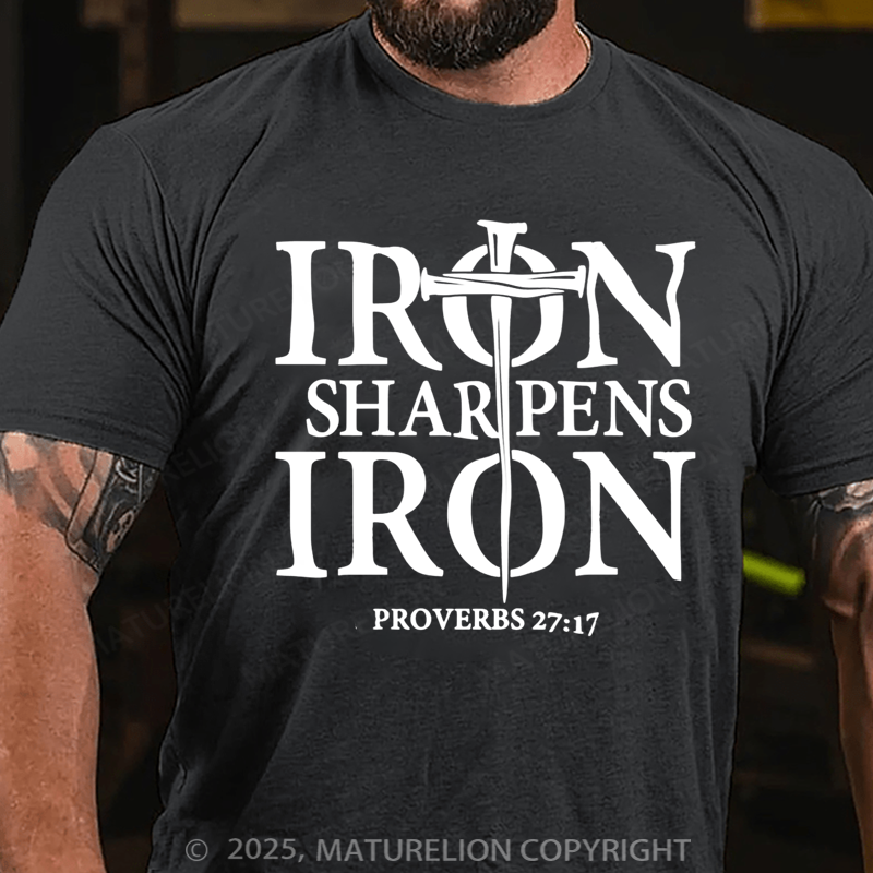 Maturelion Men's T-shirt Iron Sharpens Iron Cotton T-shirt