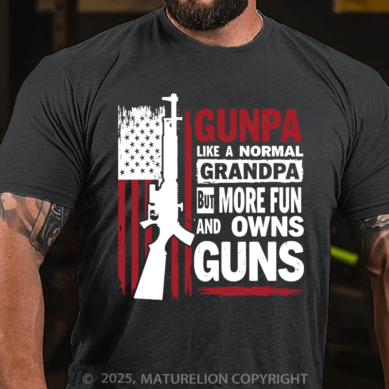 Maturelion Men's T-shirt Gunpa Like A Normal Grandpa But More Fun and Owns Gun Gildan 64000 Cotton T-shirt