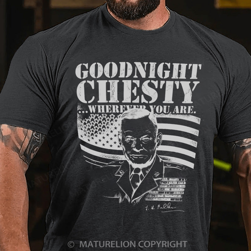 Maturelion Men's T-shirt Goodnight Chesty Cotton T-shirt