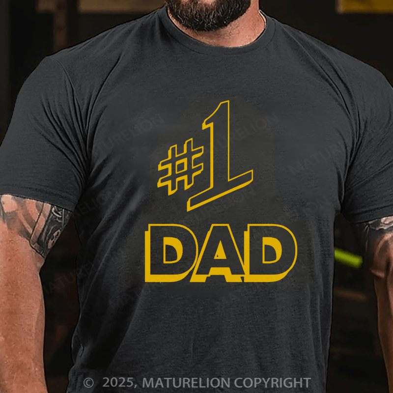 Maturelion Men's T-shirt Number 1 Dad Father's Gift T-shirt
