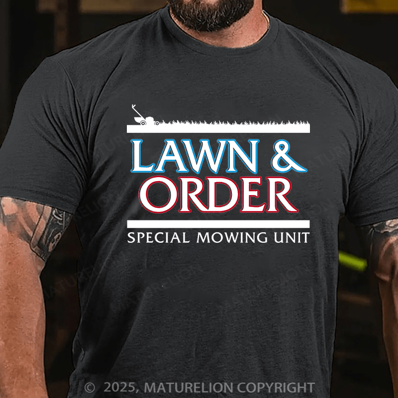 Maturelion Men's T-shirt Lawn & Order Cotton T-shirt