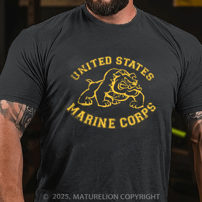 Maturelion Men's T-shirt Red Bulldog Cotton T-shirt