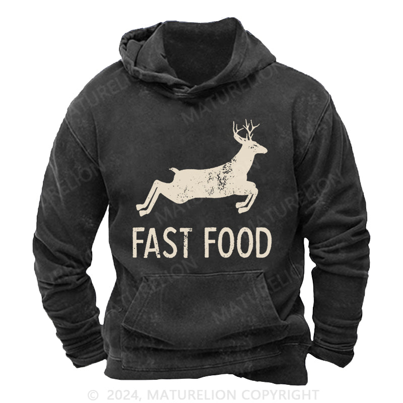 Maturelion Fast Food Funny Men Hunting Vintage Washed Custom Hoodie