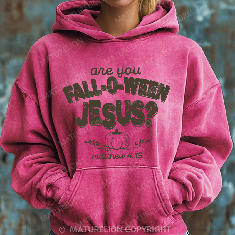 Maturelion Halloween Hoodie Fall Religious Women Washed Hoodie
