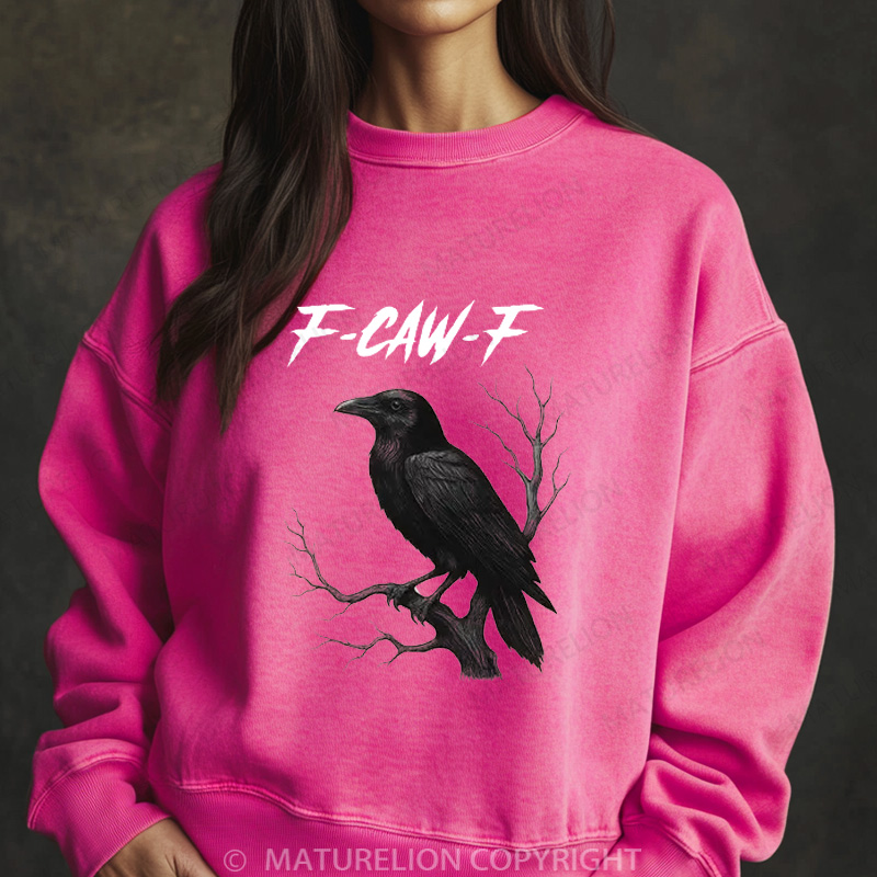 Maturelion Halloween Sweatshirt F-Caw-F Women Washed Sweatshirt 
