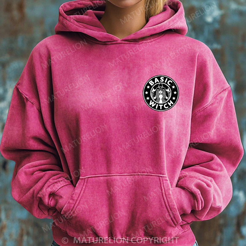 Maturelion Halloween Hoodie Basic Witch Women Washed Hoodie