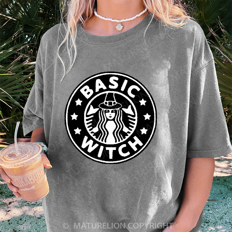 Maturelion Women's T-shirt Basic Witch DTG Washed T-shirt