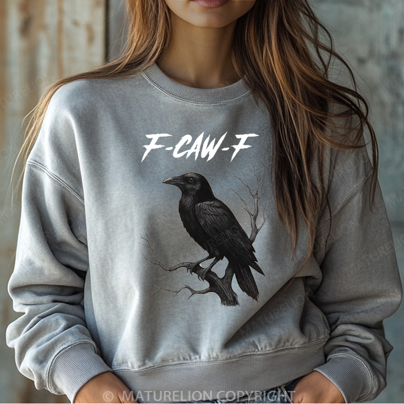 Maturelion Halloween Sweatshirt F-Caw-F Women Washed Sweatshirt 