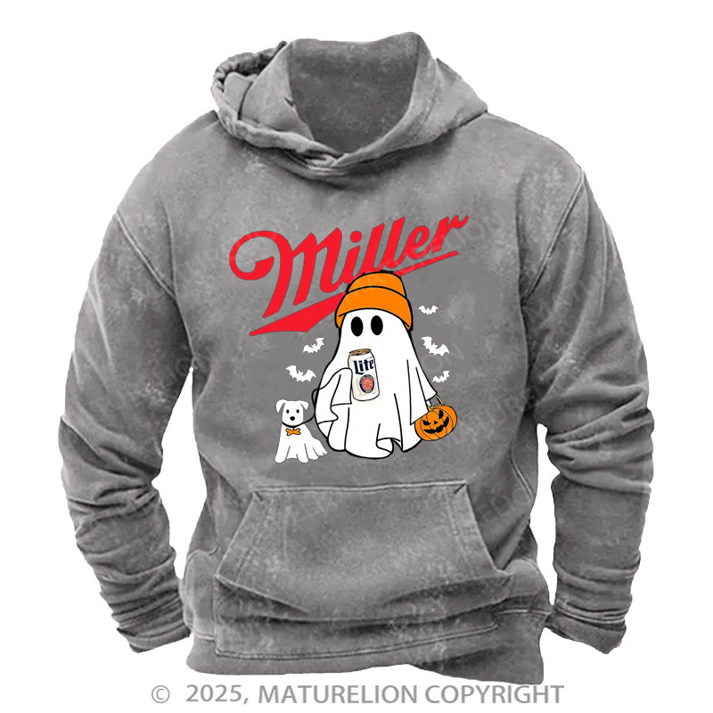 Maturelion Men's Hoodie Miller Beer MLite Washed Hoodie