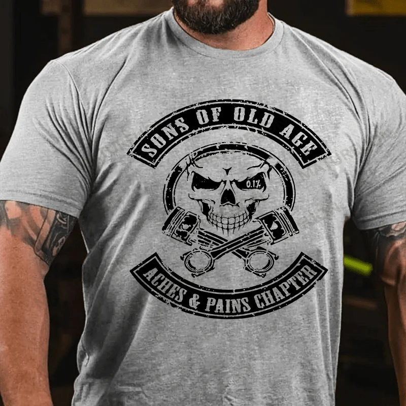 Maturelion Men's T-Shirt Sons Of Old Age Aches And Pain Chapter Cotton T-Shirt