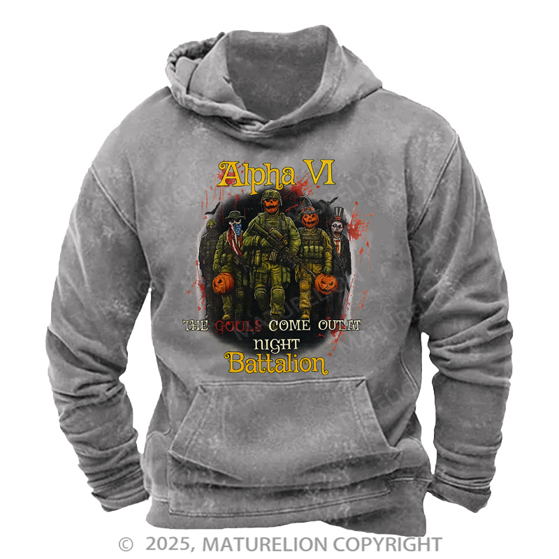 Maturelion Men's Hoodie Ghouls Come Out Washed Hoodie